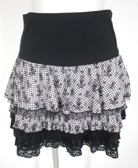 Ozz Croce パイレーツスカル千鳥格子柄フリルミニスカート