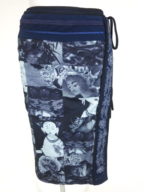 Ozz Croce 仏教画柄メッシュチュール巻きスカート