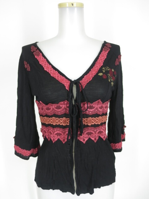 OZZ ONESTE チャイナボタン付き七分袖カーディガン