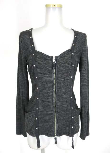 Ozz Croce スタッズ付Vネックジップカーディガン