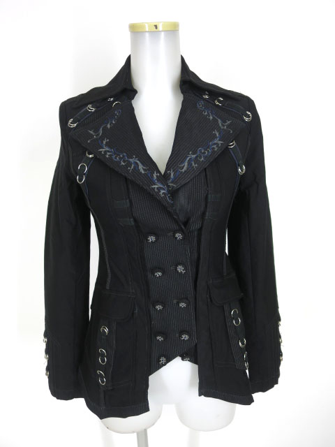 Ozz Croce ストライプ切替ダブルジャケット