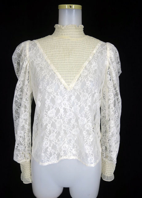 Maison de PRIERE シフォン切替レースプルオーバーブラウス