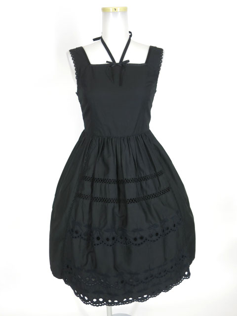 Emily Temple cute チェリー刺繍ノースリーブワンピース