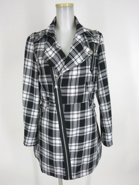 MAD GIRL チェック柄ライダースコート