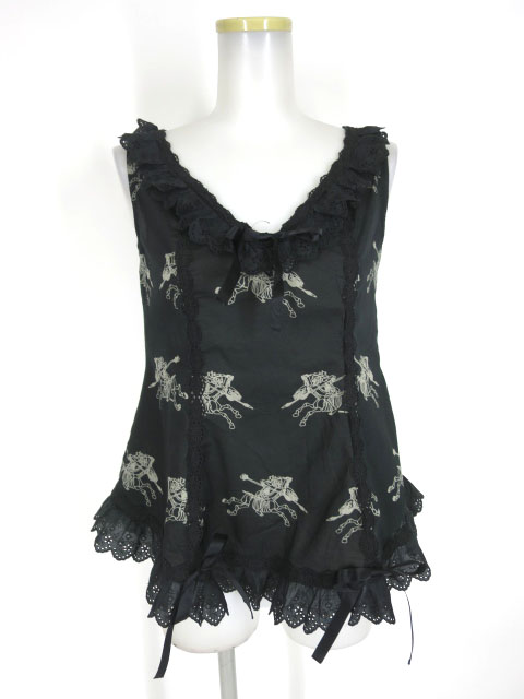 MIHO MATSUDA スカルナイト柄ノースリーブカットソー