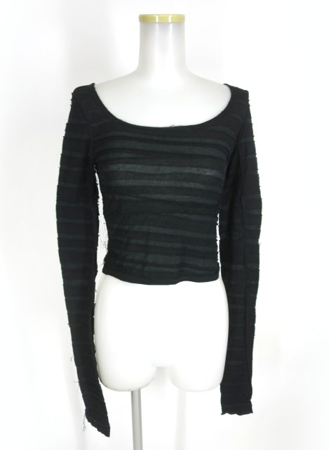 alice auaa ダメージボーダーニットカットソー