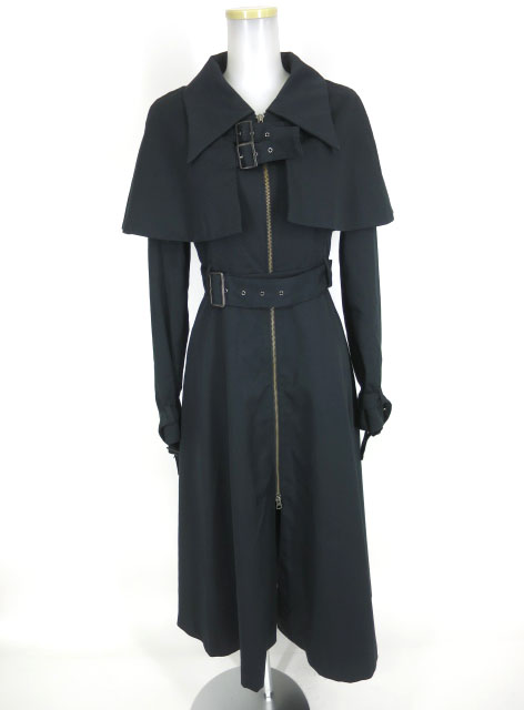 MA ケープ付きジップアップロングコート