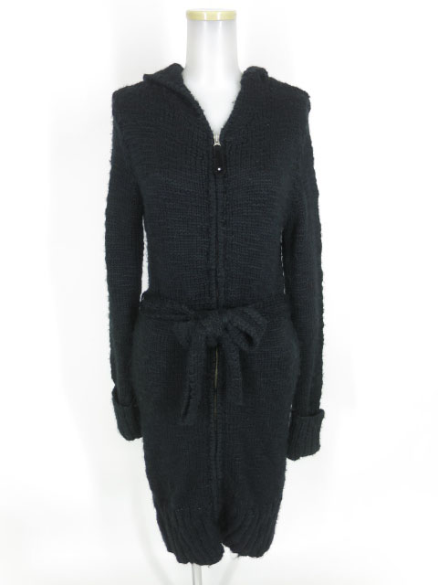 Ozz Croce フード付きロングニットカーディガン