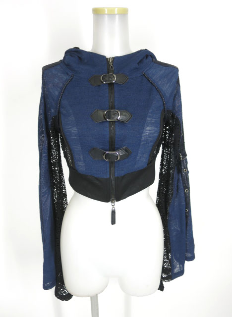 Qutie Frash メッシュ切替振袖ショートパーカー