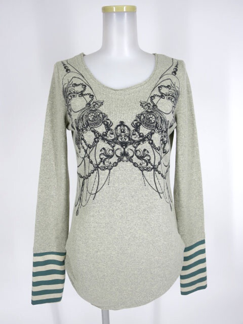 OZZ ANGELO 袖ボーダー切替ニットカットソー