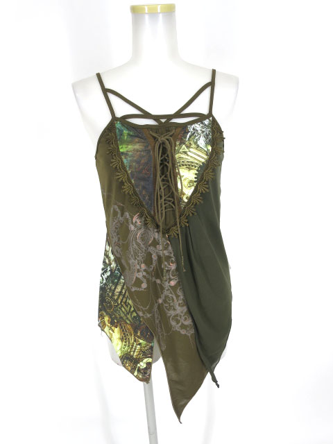 Rozen Kavalier メッシュ重ね総柄アシンメトリーキャミソール