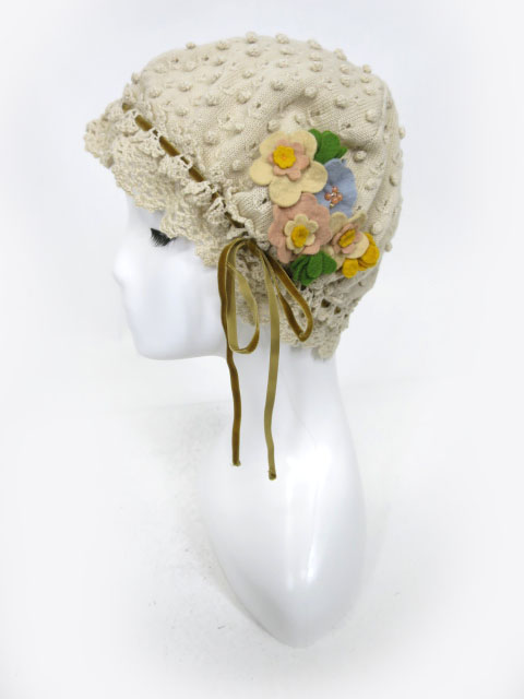 Jane Marple フラワー付きニット帽