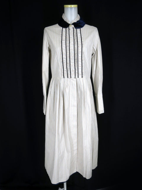 Jane Marple ベルベット衿付きストライプワンピース