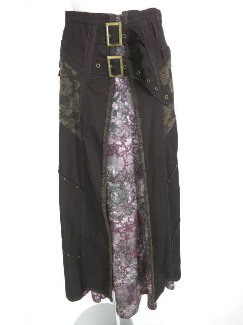 Ozz Croce オーバースカート付き総柄ロングスカート