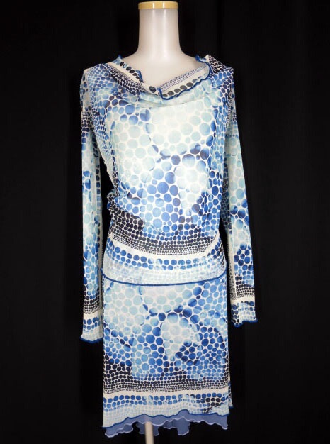 Jean Paul GAULTIER FEMME ドット柄パワーネット長袖カットソー＆スカート 上下セット