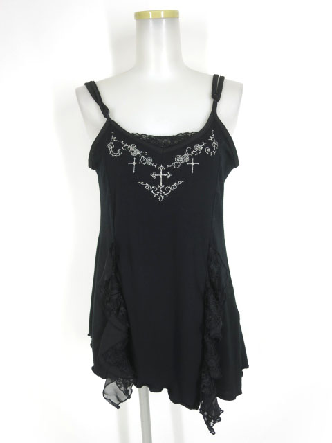 h.NAOTO Blood レース付きクロス刺繍入りキャミソール