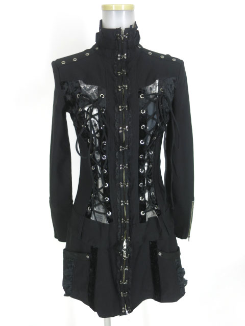 Ozz On 編み上げ付き2wayシャツワンピース