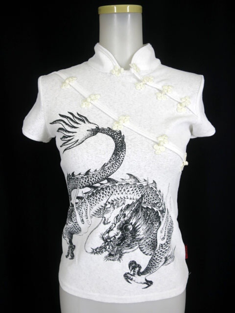 Ozz On hikozoh 龍プリントチャイナ半袖カットソー