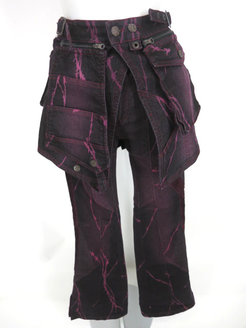 Ozz On hikozoh 有刺鉄線柄ブーツカットデニムパンツ＆オーバースカート セット