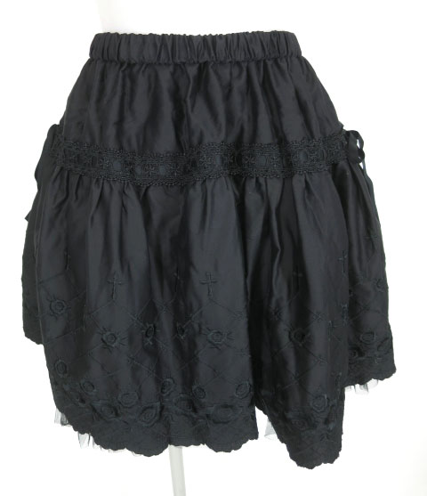 BPN 薔薇レース柄刺繍入りスカート