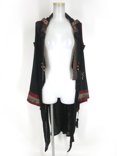 OZZ ONESTE フード付きメッシュチュール着物袖ロングカーディガン