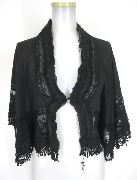 OZZ ANGELO ガーゼ＆レース切替ケープボレロ