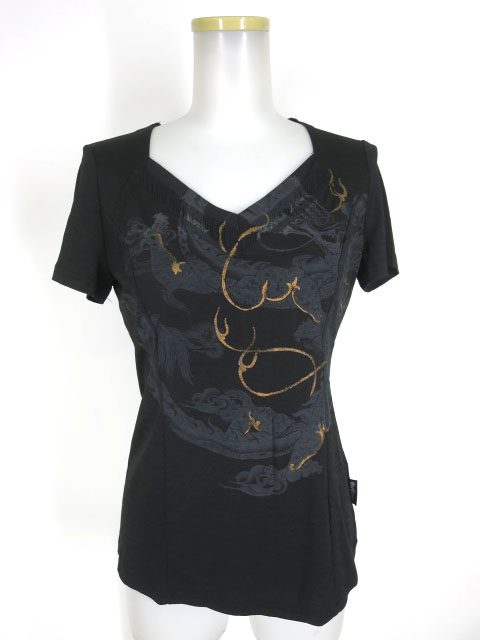 Ozz Croce 龍プリントVネック半袖カットソー