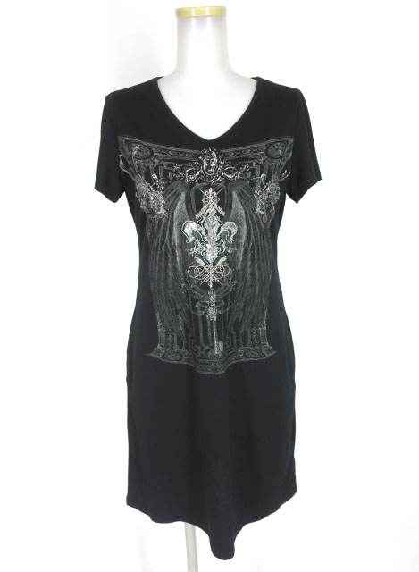 Rozen Kavalier クロス＆羽根プリント半袖ワンピースカットソー