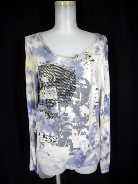 h.ANARCHY ムラ染め柄ダメージ長袖カットソー