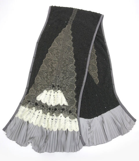 OZZ ANGELO スパンコール&レース付きニットマルチストール