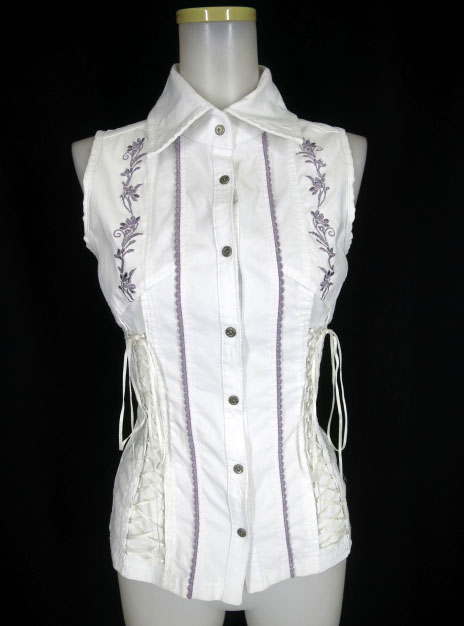 OZZ ONESTE 編み上げ付きノースリーブブラウス