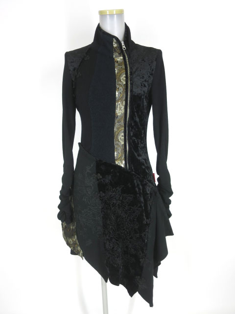 Ozz On ジップアップチャイナニットワンピース