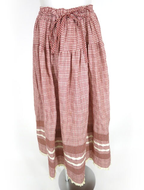 田園詩 チェック＆ドット切替ロングスカート