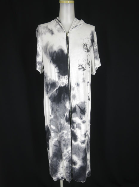 h.ANARCHY ドクロプリント半袖ロングパーカー