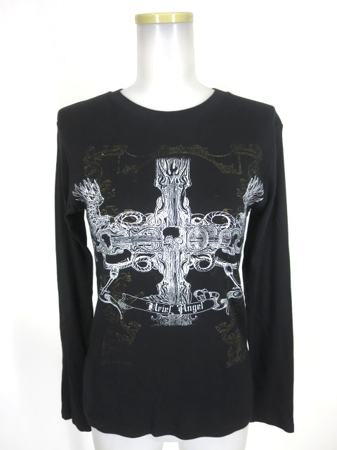 h.NAOTO hEAVEN クロスプリント長袖Tシャツ
