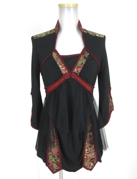 OZZ ONESTE メッシュ重ねチャイナチュニック