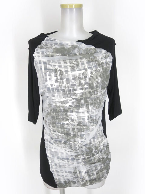 gouk sumi 龍プリントメッシュ重ね五分袖カットソー