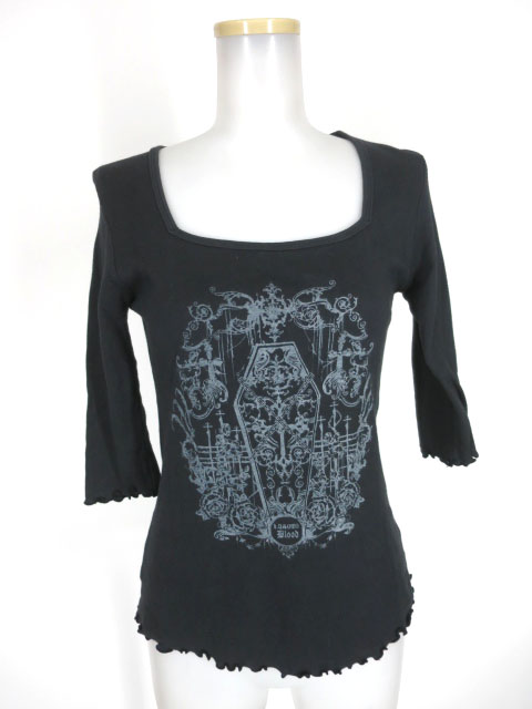 h.NAOTO Blood 棺桶プリント七分袖カットソー