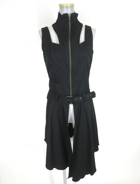 BPN ホルターネック付きジップアップロングベスト