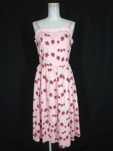Jane Marple ストロベリー＆ドット柄ノースリーブワンピース