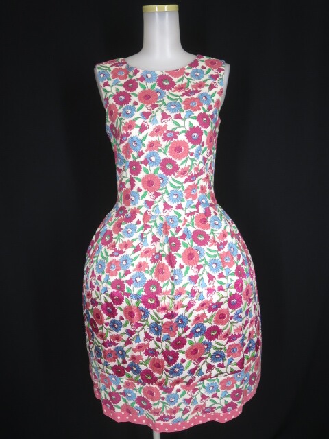 Jane Marple フラワープリントノースリーブワンピース