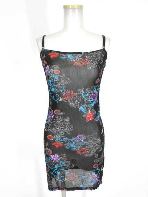 OZZ STOCK 和柄メッシュチュールキャミワンピース