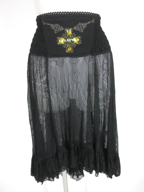 OZZ ANGELO 後ろロング総レーススカート