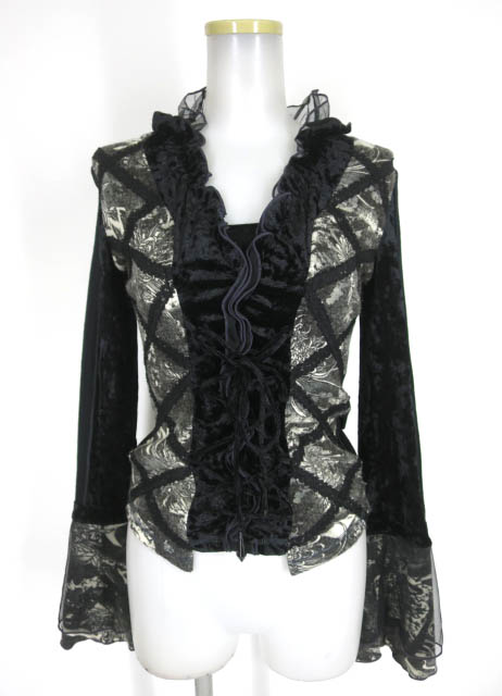 OZZ ONESTE 和柄ニット＆ベロア切替長袖プルオーバー