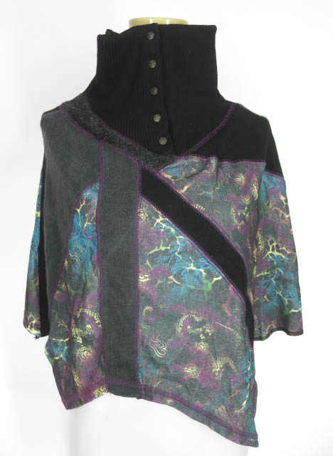 Ozz Croce 龍和柄切替ニットポンチョ