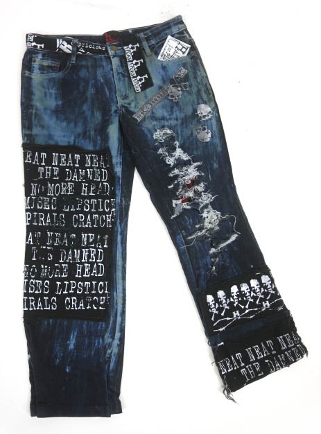 h.ANARCHY パッチ付きダメージ八分丈デニムパンツ