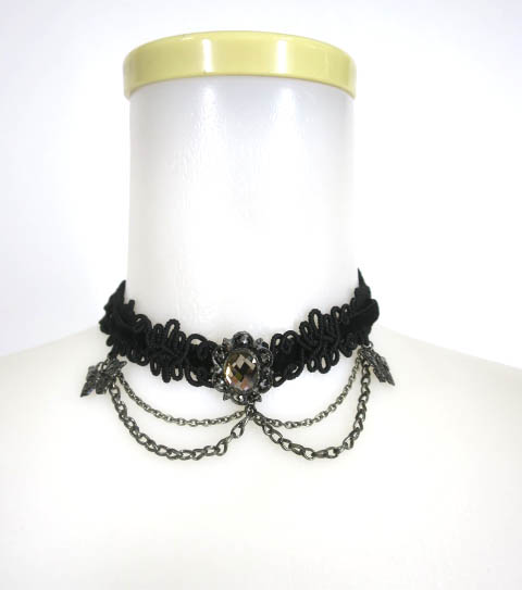 Ozz Croce チェーンチャーム付きベロアチョーカー