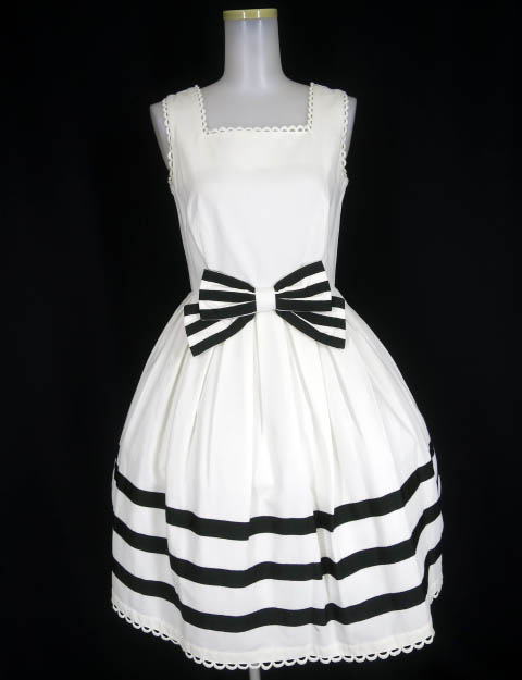 Emily Temple cute マリンボーダーノースリーブワンピース