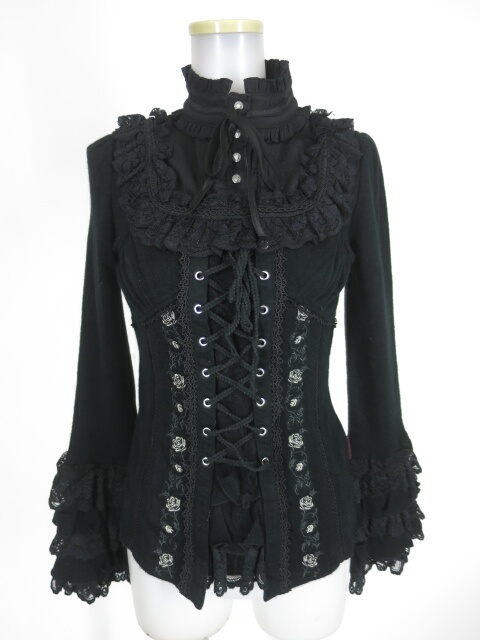 OZZ ONESTE ローズ刺繍入りニットプルオーバー