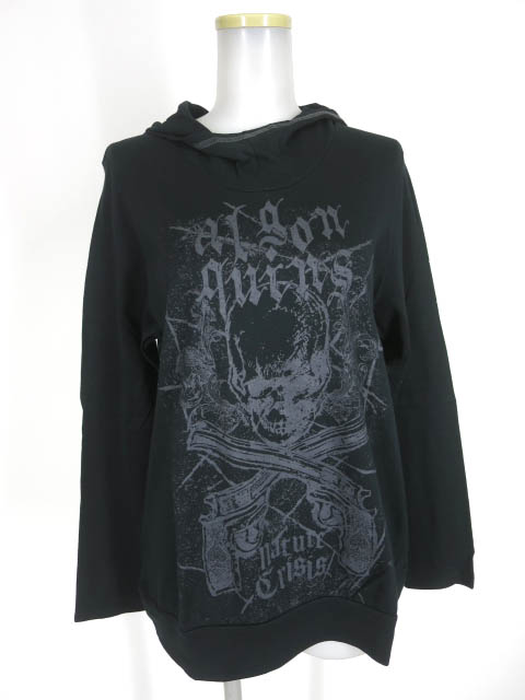 ALGONQUINS スカルクロスピストルプリントフードプルオーバー パーカー